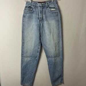 Vintage Bugle Boy Jeans Indian Nation Light Wash Double Knee Tapered 29x32 Denim